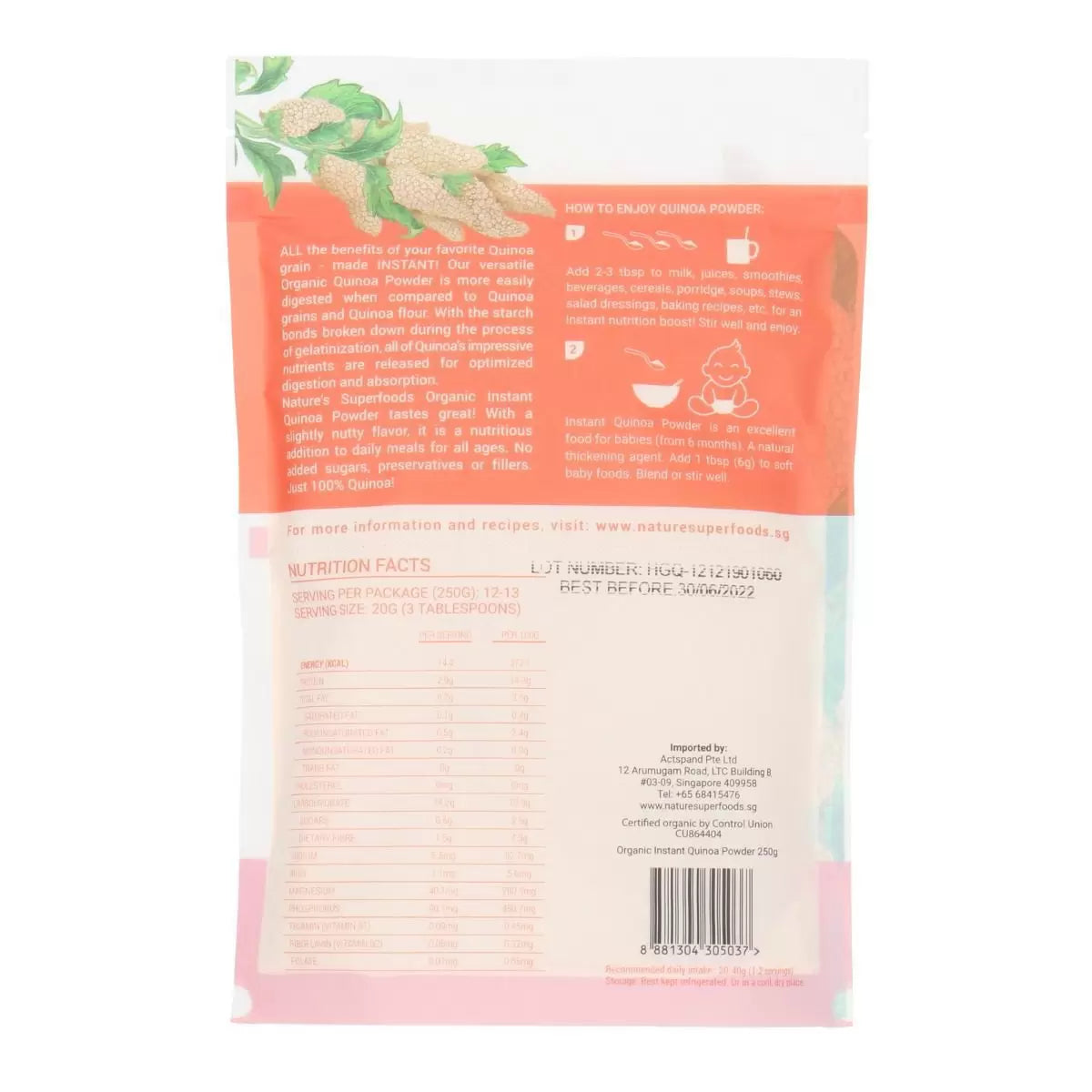 Organic Instant Quinoa Powder 有機即食藜麥粉 | 250g