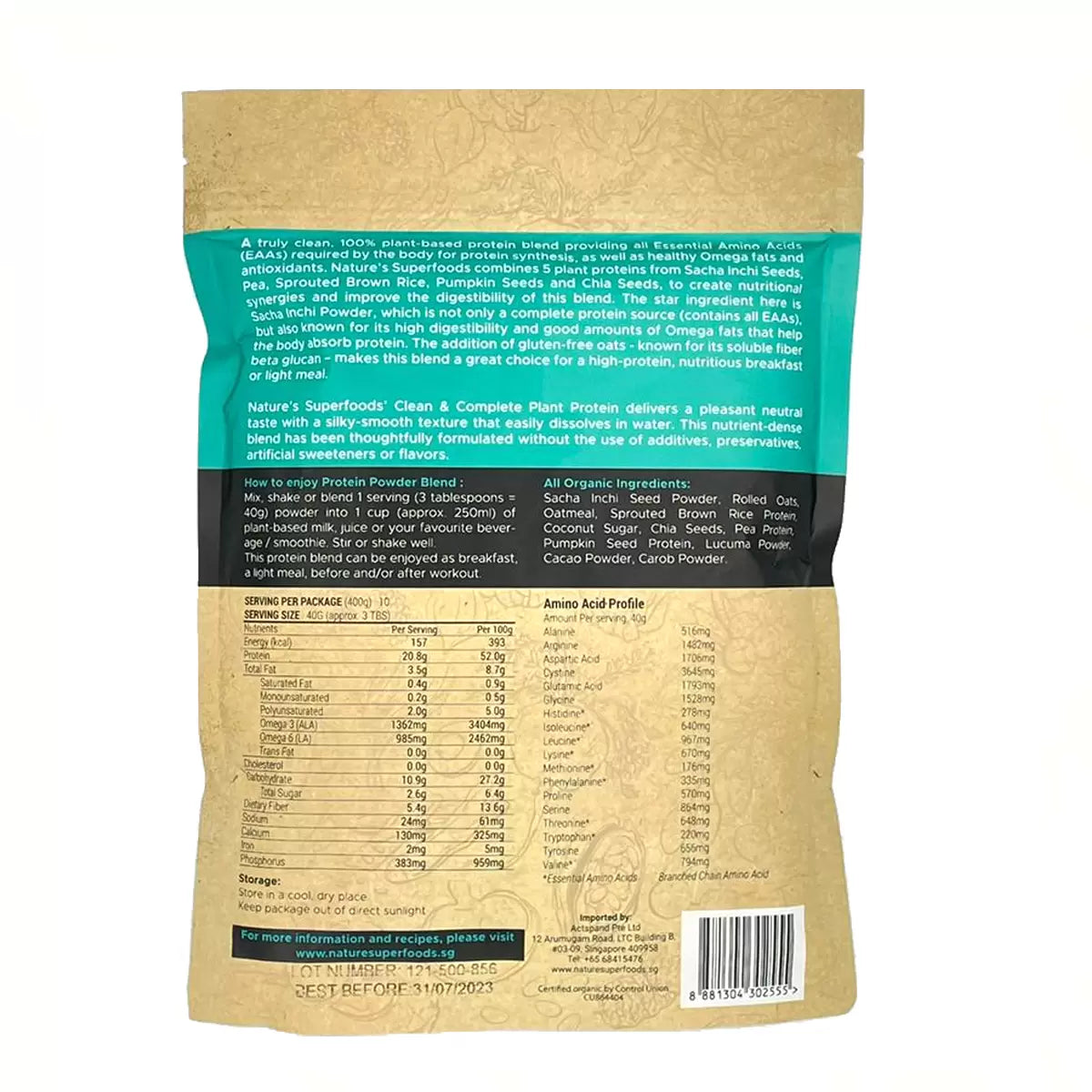 Organic Plant Protein Powder 有機植物蛋白粉 – Original 原味 | 400g